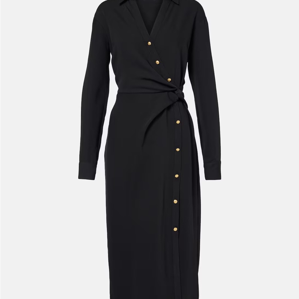 NWT Veronica Beard Black Asymmetric Button Midi-Dress Size 14 - Picture 2 of 7